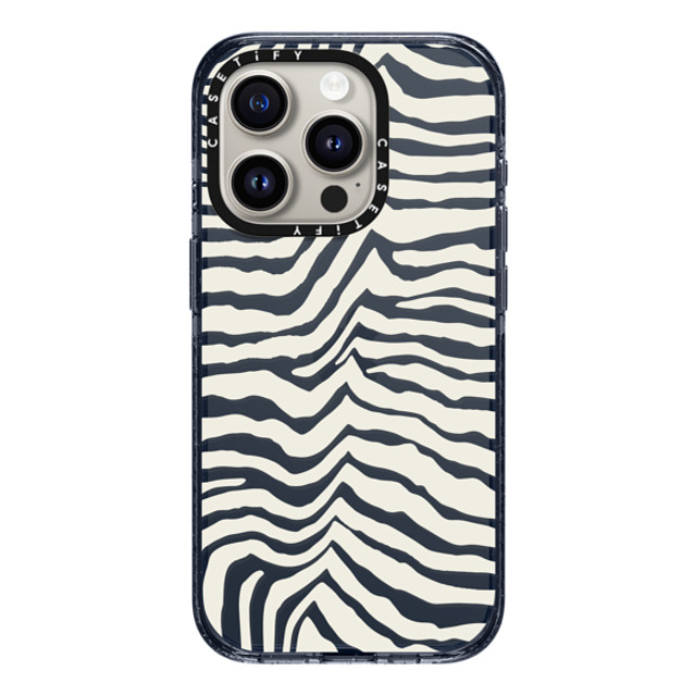 CASETiFY iPhone 15 Pro ケース Classic Blue インパクトケース Dark Academia Zebra Stripe