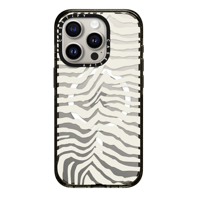 CASETiFY iPhone 15 Pro ケース ブラック インパクトケース MagSafe対応 Dark Academia Zebra Stripe