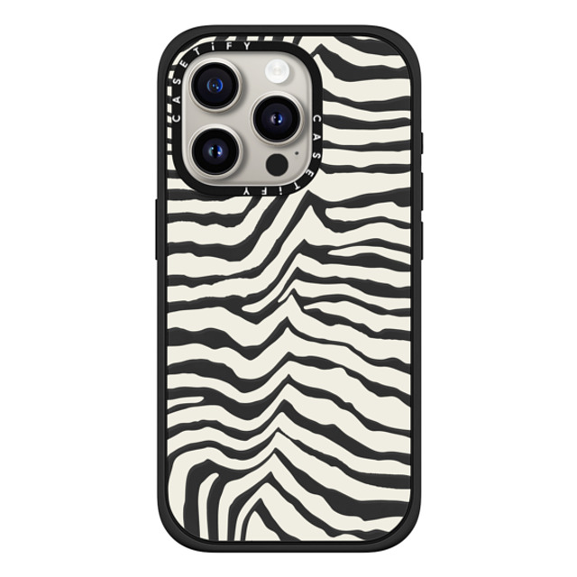 CASETiFY iPhone 15 Pro ケース マットブラック インパクトケース MagSafe対応 Dark Academia Zebra Stripe