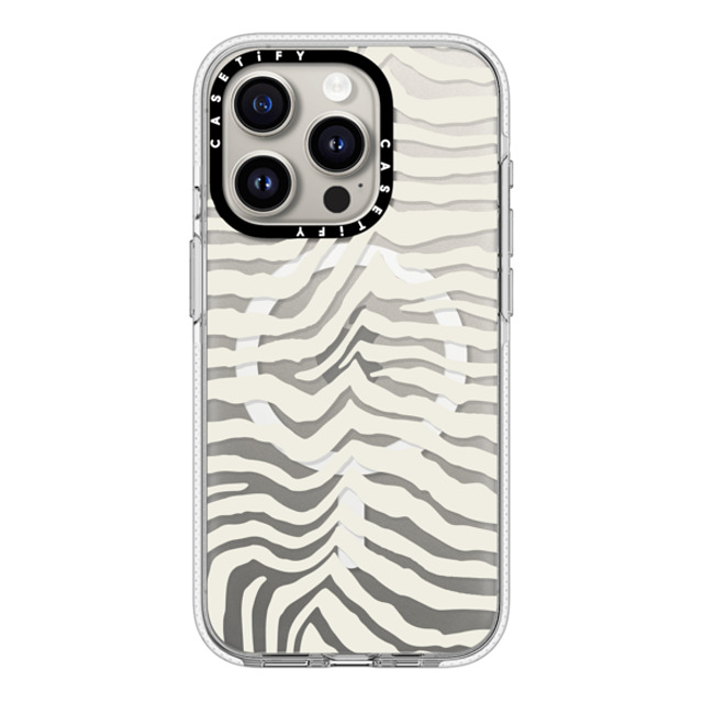 CASETiFY iPhone 15 Pro ケース クリア クリア ケース MagSafe対応 Dark Academia Zebra Stripe