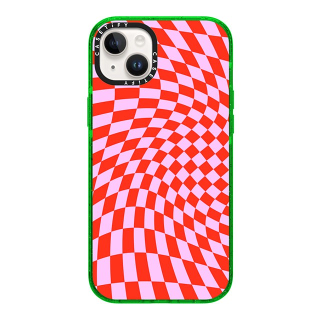 CASETiFY iPhone 14 Plus ケース グリーン インパクトケース Checkered,Pattern,Pattern Strawberry Checkers