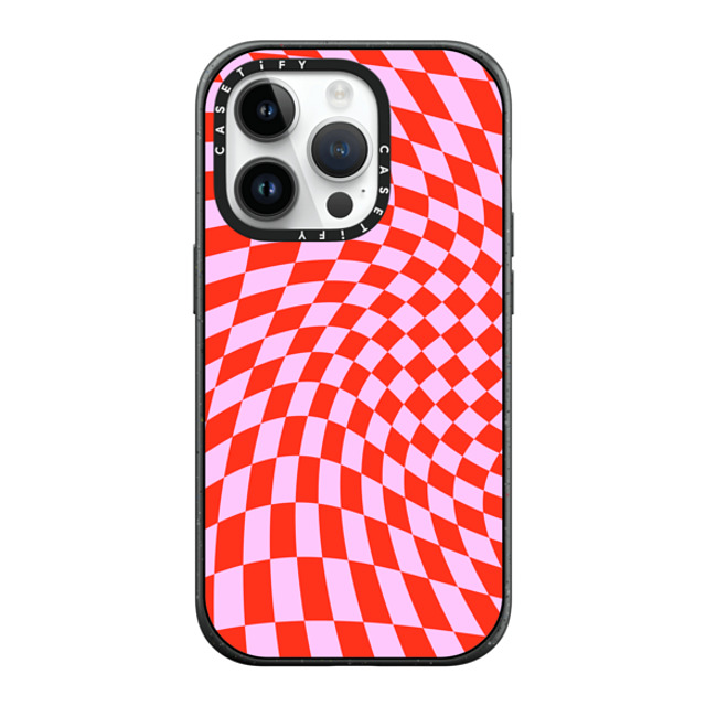 CASETiFY iPhone 14 Pro ケース マットブラック インパクトケース MagSafe対応 Checkered,Pattern,Pattern Strawberry Checkers