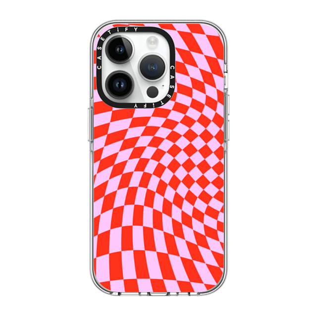 CASETiFY iPhone 14 Pro ケース クリア クリア ケース MagSafe対応 Checkered,Pattern,Pattern Strawberry Checkers