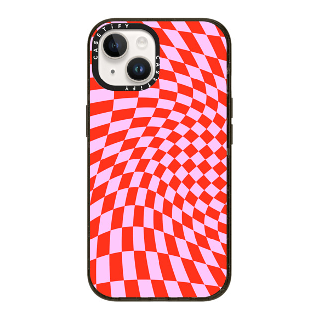 CASETiFY iPhone 14 ケース ブラック インパクトケース Checkered,Pattern,Pattern Strawberry Checkers