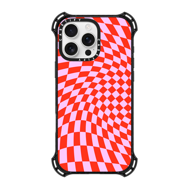 CASETiFY iPhone 16 Pro Max ケース ブラック バウンスケース Checkered,Pattern,Pattern Strawberry Checkers