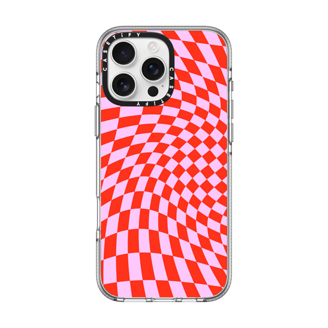 CASETiFY iPhone 16 Pro Max ケース クリア クリア ケース MagSafe対応 Checkered,Pattern,Pattern Strawberry Checkers