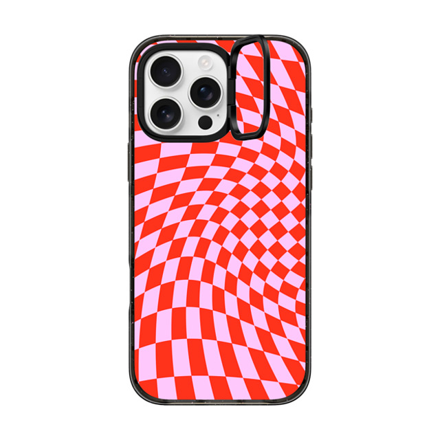 CASETiFY iPhone 16 Pro Max ケース ブラック インパクトリングスタンドケース MagSafe対応 Checkered,Pattern,Pattern Strawberry Checkers