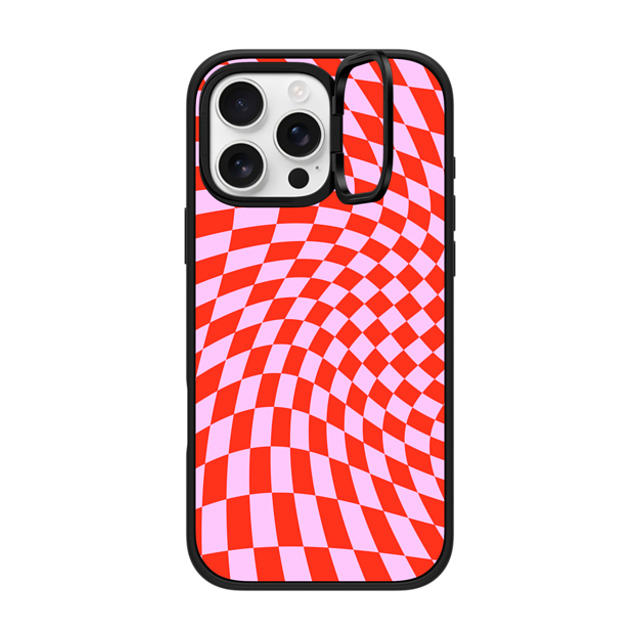 CASETiFY iPhone 16 Pro Max ケース マットブラック インパクトリングスタンドケース MagSafe対応 Checkered,Pattern,Pattern Strawberry Checkers