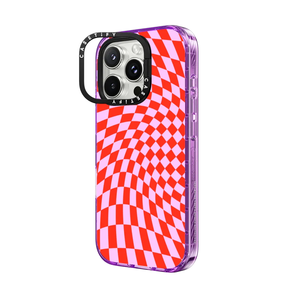 Impact Ring Stand iPhone 16 Pro Max Case MagSafe Compatible - Strawberry Checkers