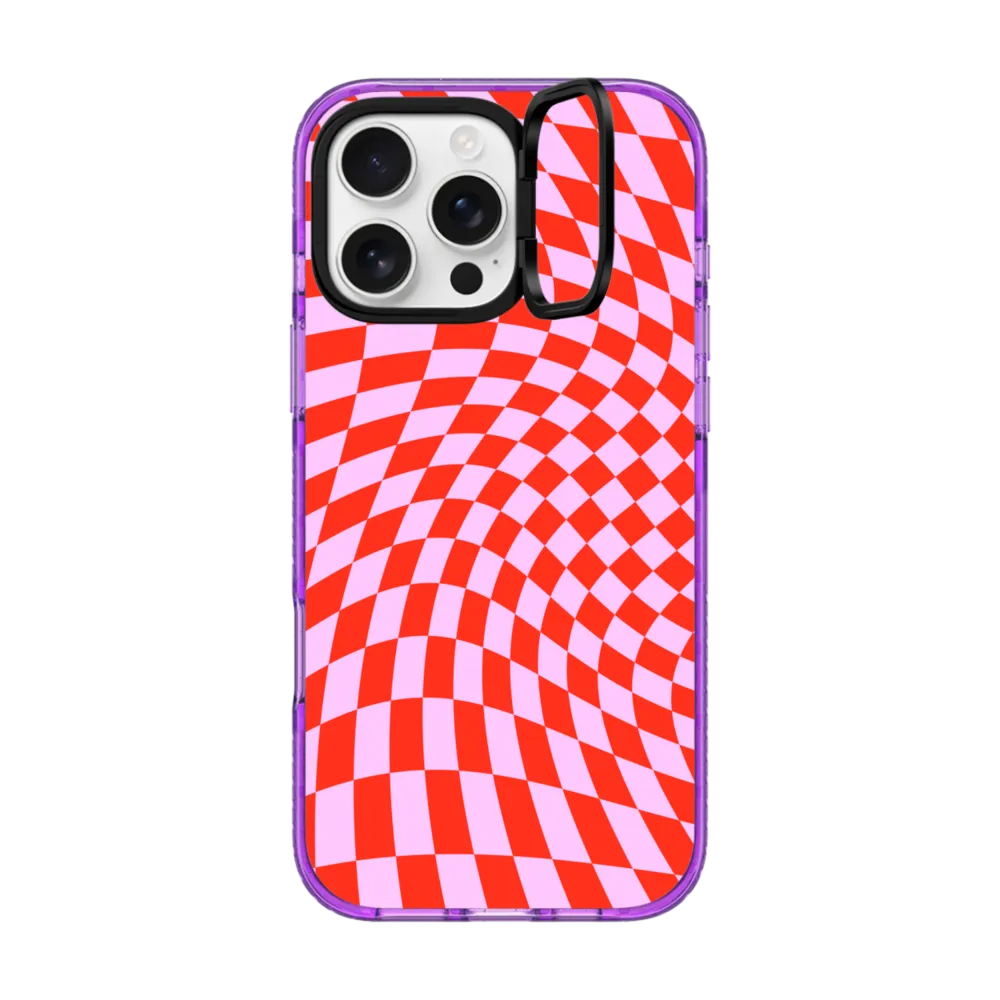 Impact Ring Stand iPhone 16 Pro Max Case MagSafe Compatible - Strawberry Checkers