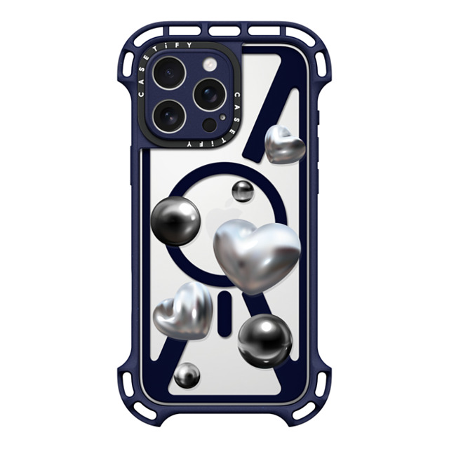 CASETiFY iPhone 16 Pro Max ケース インディゴ ウルトラ バウンスケース MagSafe対応 Chrome Love casetify_artist