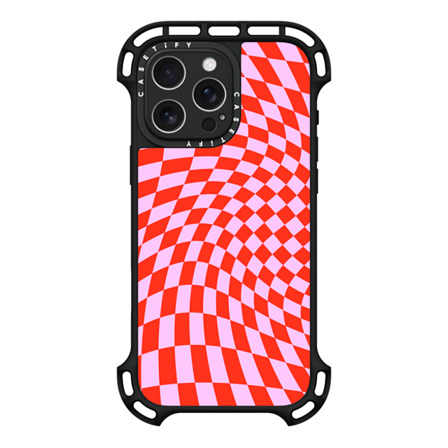 CASETiFY iPhone 16 Pro Max ケース ブラック ウルトラ バウンスケース MagSafe対応 Checkered,Pattern,Pattern Strawberry Checkers