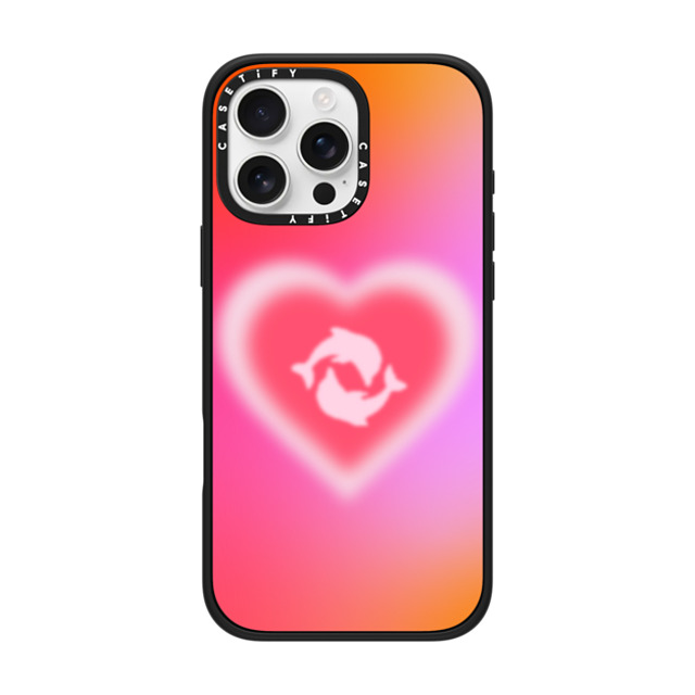 CASETiFY iPhone 16 Pro Max ケース マットブラック インパクトケース MagSafe対応 Dolphin Heart - Love casetify_artist Back to School CASETiFY iPhone 16 Pro Max ケース マットブラック インパクトケース MagSafe対応 Dolphin Heart - Love casetify_artist Back to School