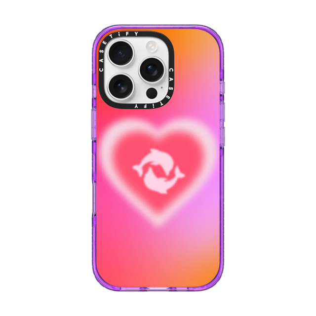 CASETiFY iPhone 16 Pro Case パープル Impact Case MagSafe Compatible Dolphin Heart - Love casetify_artist CASETiFY iPhone 16 Pro Case パープル Impact Case MagSafe Compatible Dolphin Heart - Love casetify_artist