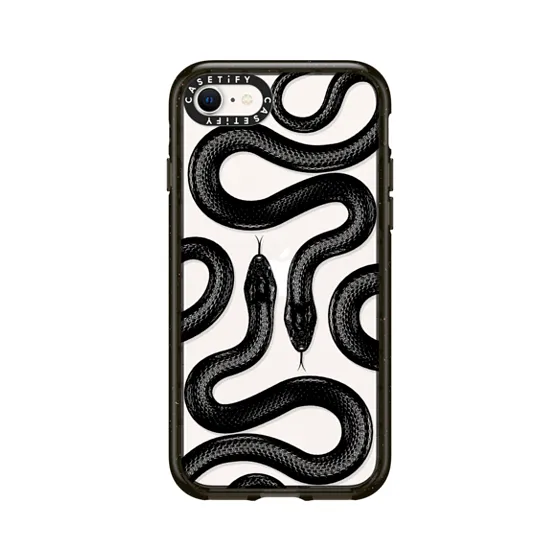 Impact iPhone SE (2022) Case - Spooky Halloween friends. Cat, pumpkin, spider, ghost and skeleton