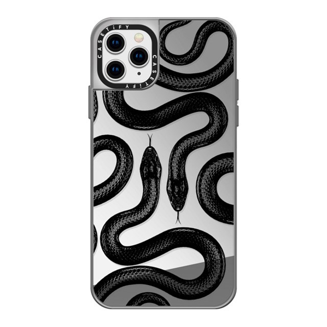 CASETiFY iPhone 11 Pro Max ケース シルバー (シルバーバンパー) ミラーケース Animal,Snake,Hype Black Kingsnake