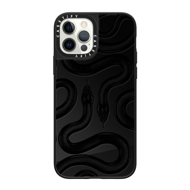 CASETiFY iPhone 12 Pro ケース Black on Black ミラーケース MagSafe対応 Animal,Hype Black Kingsnake