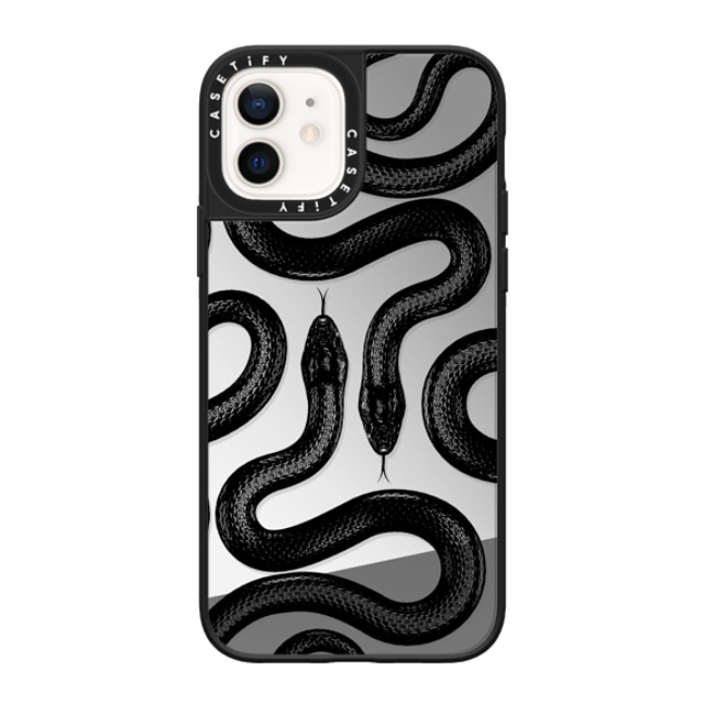 CASETiFY iPhone 12 ケース Silver on Black ミラーケース MagSafe対応 Animal,Hype Black Kingsnake