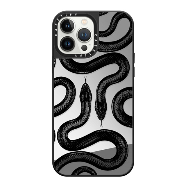 CASETiFY iPhone 13 Pro Max ケース Silver on Black ミラーケース MagSafe対応 Animal,Hype Black Kingsnake