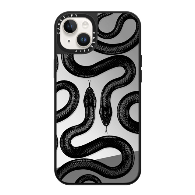 CASETiFY iPhone 14 Plus ケース Silver on Black ミラーケース MagSafe対応 Animal,Hype Black Kingsnake