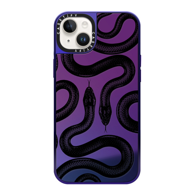 CASETiFY iPhone 14 Plus ケース Purple Disco on Purple ミラーケース MagSafe対応 Animal,Hype Black Kingsnake