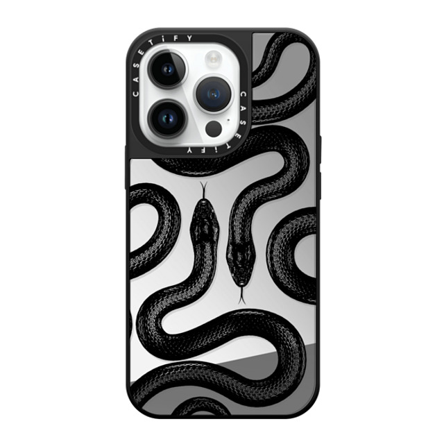 CASETiFY iPhone 14 Pro ケース Silver on Black ミラーケース MagSafe対応 Animal,Hype Black Kingsnake