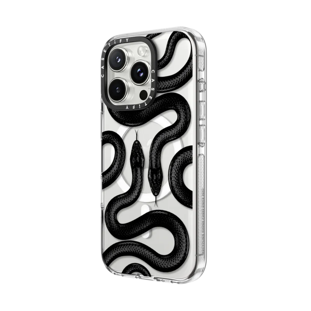 Clear iPhone 16 Pro Max Case MagSafe Compatible - Black Kingsnake