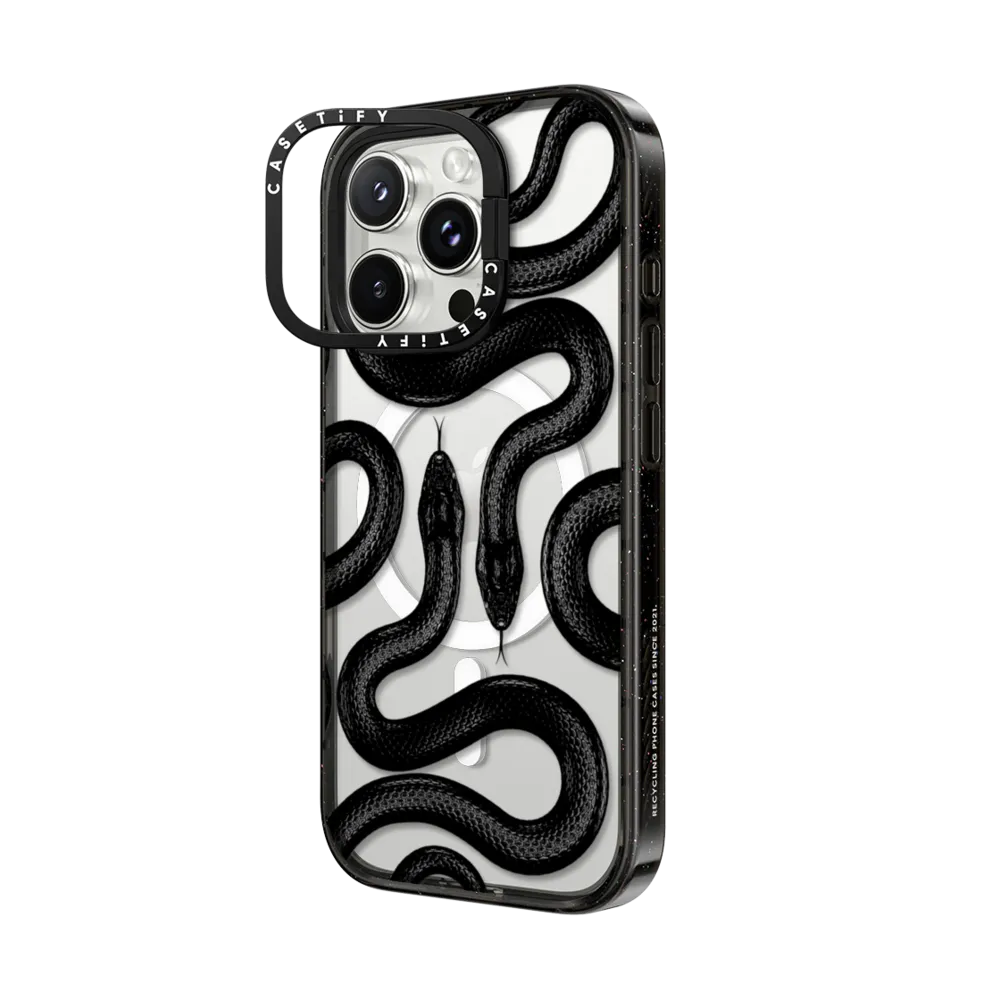 Impact Ring Stand iPhone 16 Pro Max Case MagSafe Compatible - Black Kingsnake