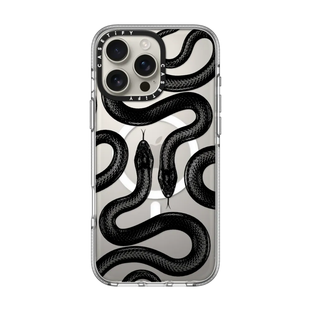 Clear iPhone 16 Pro Max Case MagSafe Compatible - Black Kingsnake