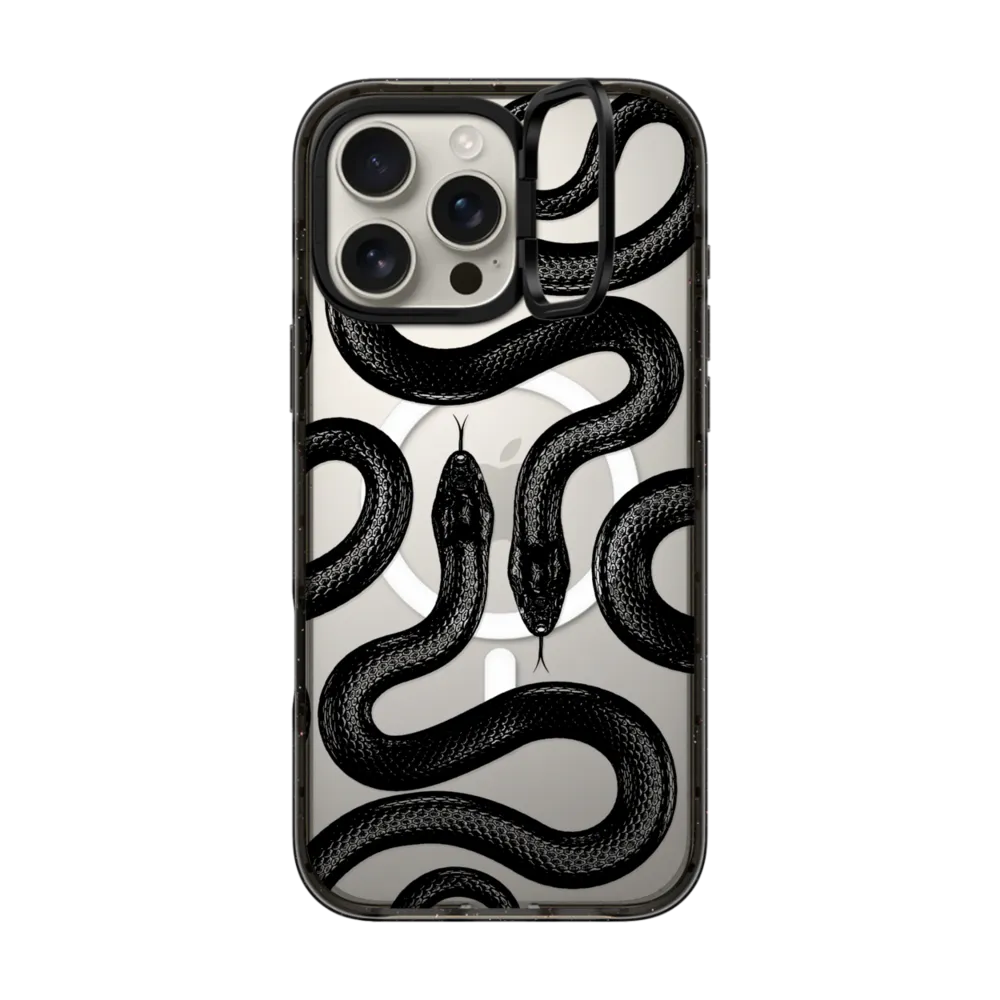 Impact Ring Stand iPhone 16 Pro Max Case MagSafe Compatible - Black Kingsnake
