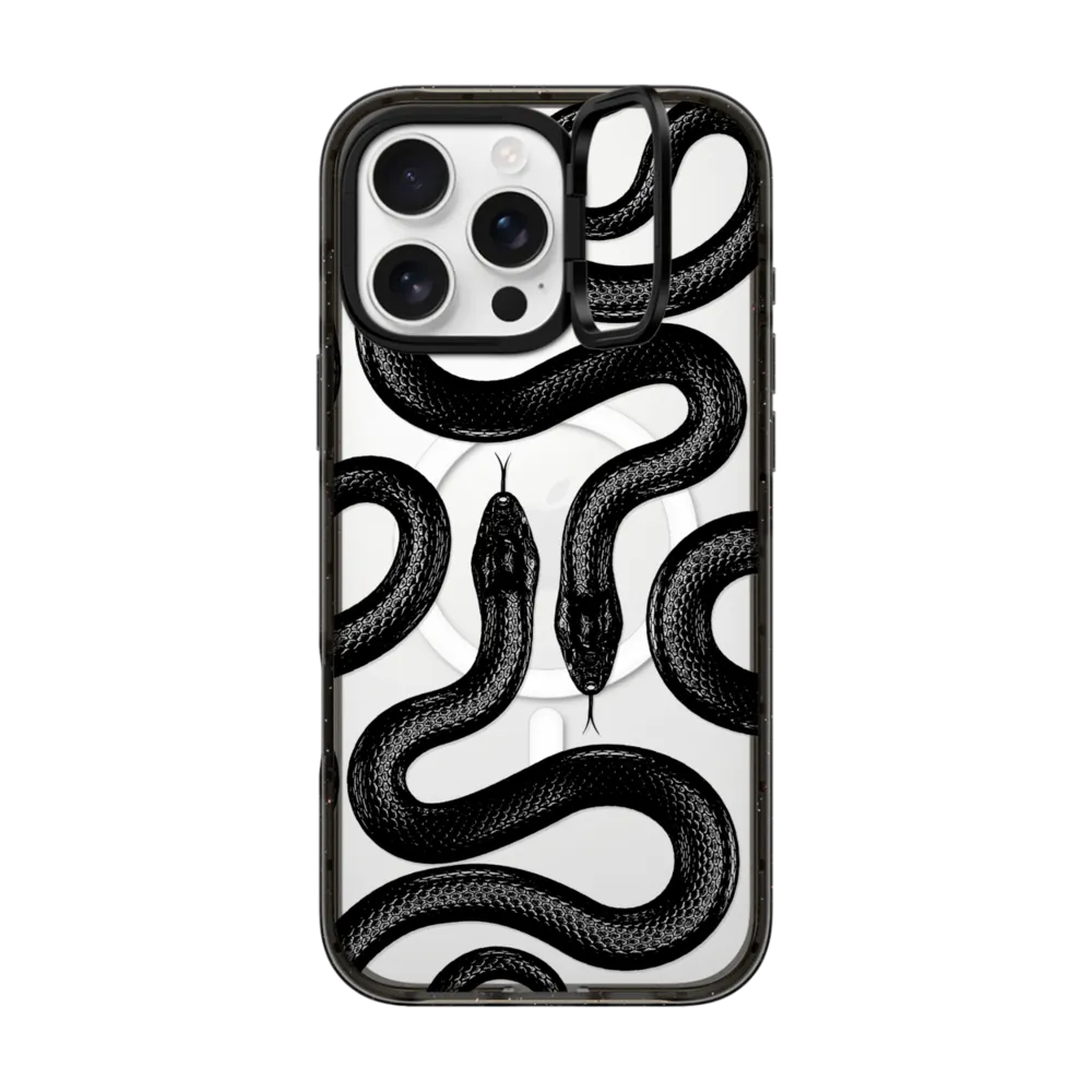 Impact Ring Stand iPhone 16 Pro Max Case MagSafe Compatible - Black Kingsnake