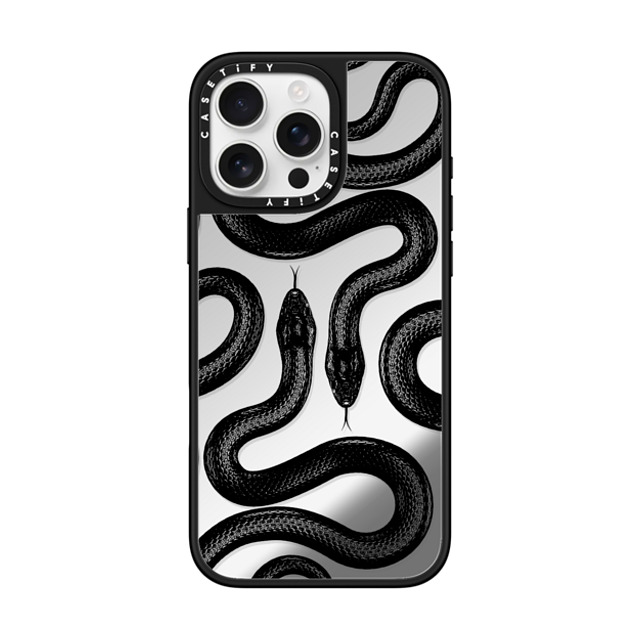 CASETiFY iPhone 16 Pro Max ケース Silver on Black ミラーケース MagSafe対応 Animal,Hype Black Kingsnake