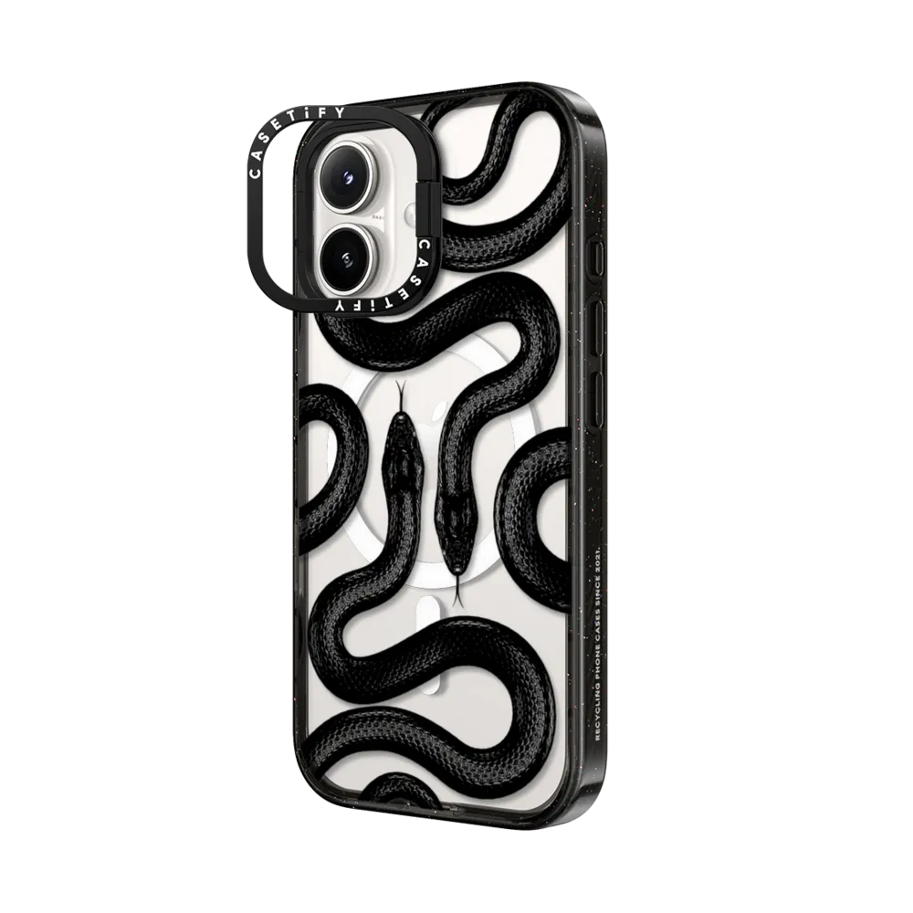 Impact Ring Stand iPhone 16 Pro Max Case MagSafe Compatible - Black Kingsnake