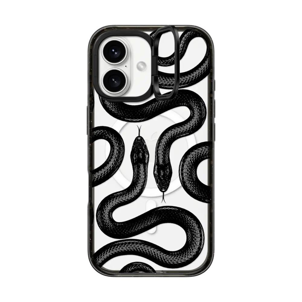 Impact Ring Stand iPhone 16 Pro Max Case MagSafe Compatible - Black Kingsnake