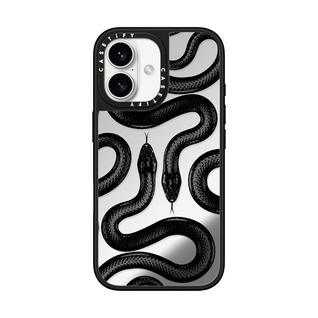 CASETiFY iPhone 16 ケース Silver on Black ミラーケース MagSafe対応 Animal,Hype Black Kingsnake