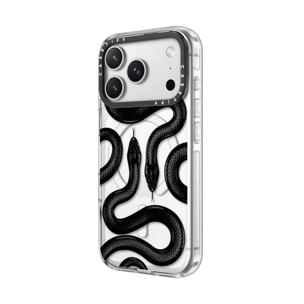 Impact Clear iPhone 17 Pro Case MagSafe Compatible - Black Kingsnake