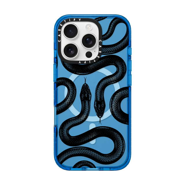 CASETiFY iPhone 16 Pro ケース スカイブルー インパクトケース MagSafe対応 Animal,Hype Black Kingsnake