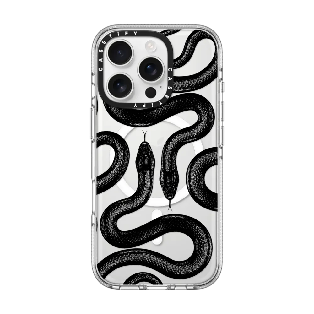 Impact Clear iPhone 16 Pro Case MagSafe Compatible - Black Kingsnake