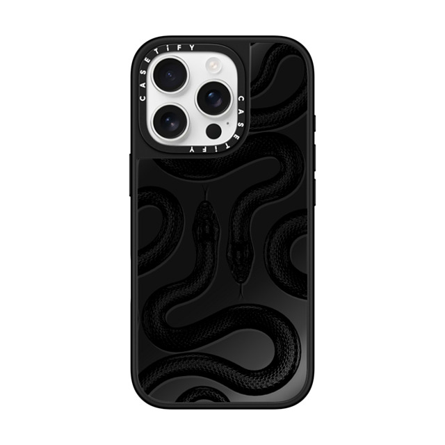 CASETiFY iPhone 16 Pro ケース Black on Black ミラーケース MagSafe対応 Animal,Hype Black Kingsnake