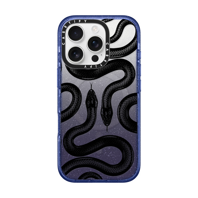 CASETiFY iPhone 16 Pro ケース Glitter Indigo インパクトケース MagSafe対応 Animal,Snake,Hype Black Kingsnake