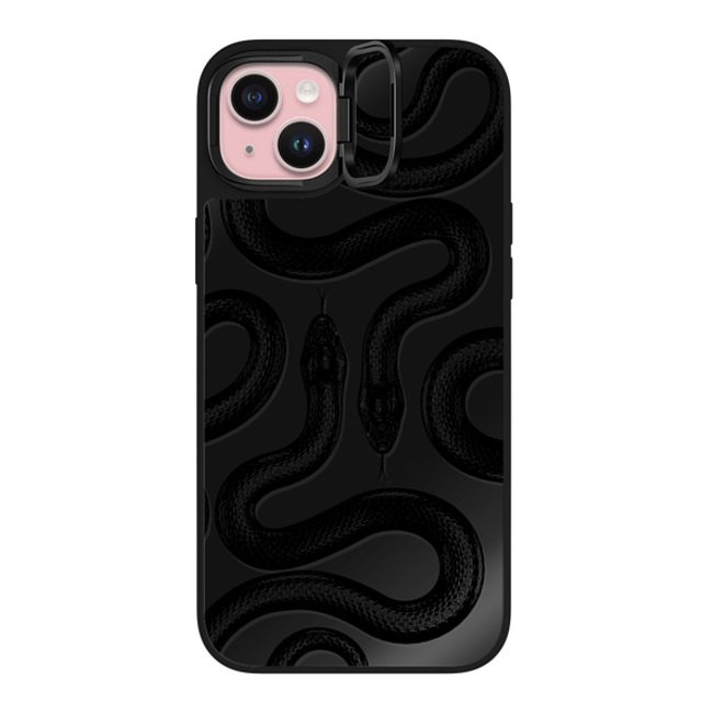 CASETiFY iPhone 15 Plus ケース Black on Black ミラー リングスタンドケース MagSafe対応 Animal,Hype Black Kingsnake