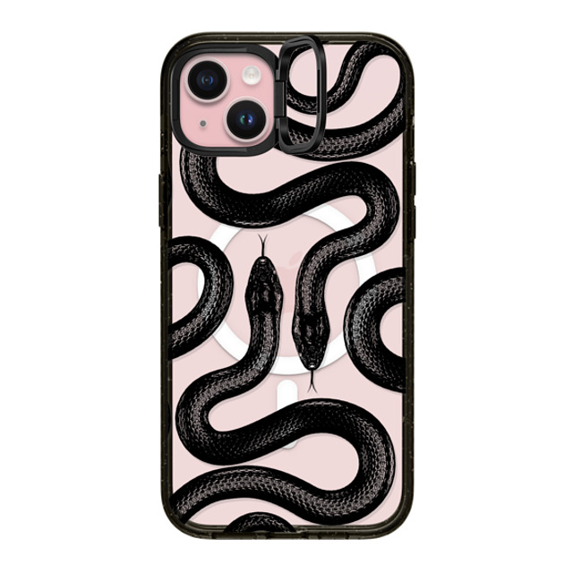 CASETiFY iPhone 15 Plus ケース ブラック インパクトリングスタンドケース MagSafe対応 Animal,Hype Black Kingsnake