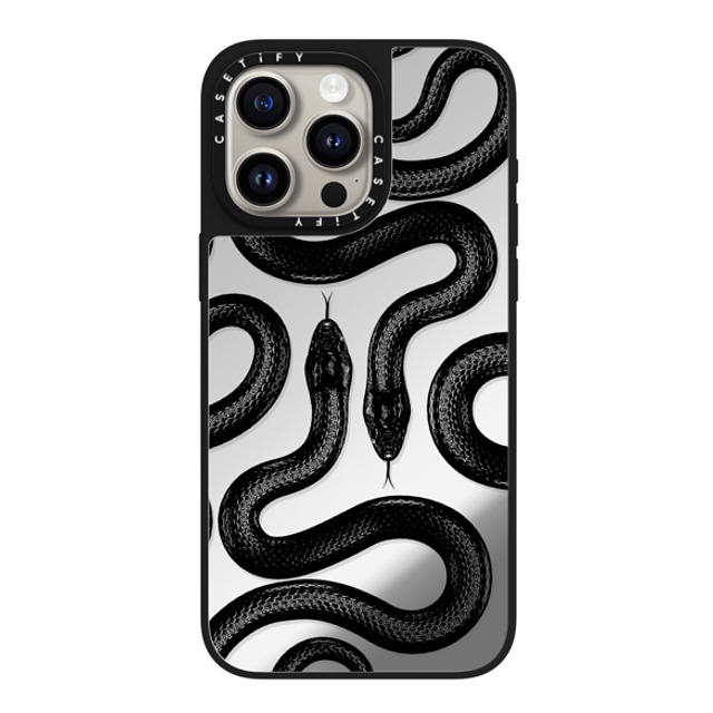 CASETiFY iPhone 15 Pro Max ケース Silver on Black ミラーケース MagSafe対応 Animal,Hype Black Kingsnake