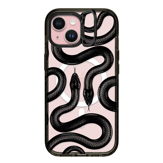 CASETiFY iPhone 15 ケース ブラック インパクトリングスタンドケース MagSafe対応 Animal,Snake,Hype Black Kingsnake