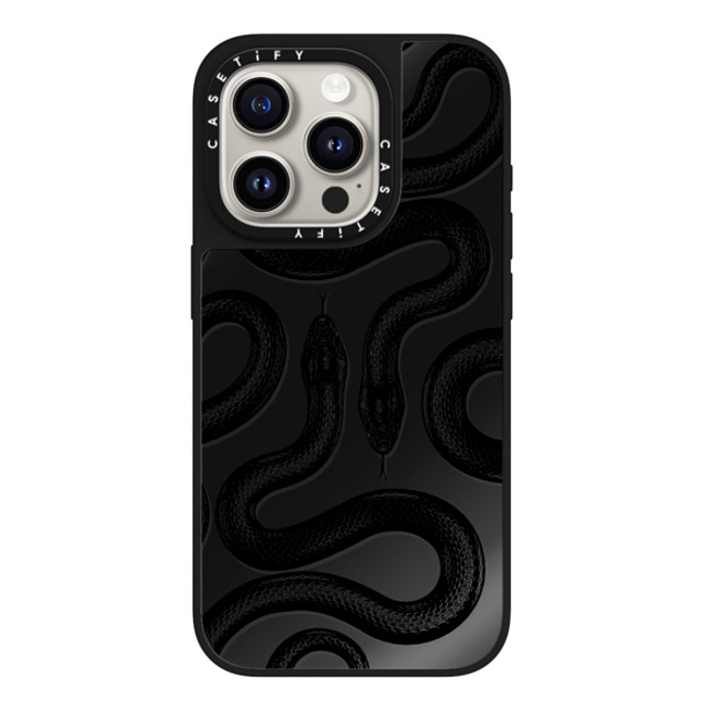 CASETiFY iPhone 15 Pro ケース Black on Black ミラーケース MagSafe対応 Animal,Hype Black Kingsnake