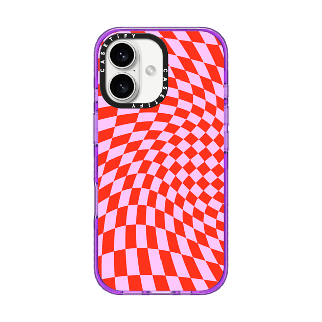 CASETiFY iPhone 16 Case パープル Impact Case MagSafe Compatible Checkered,Pattern,Pattern Strawberry Checkers CASETiFY iPhone 16 Case パープル Impact Case MagSafe Compatible Checkered,Pattern,Pattern Strawberry Checkers