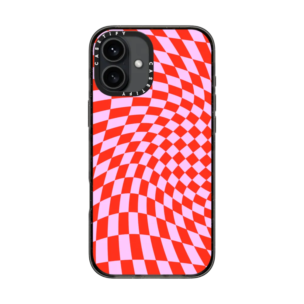 Impact Ring Stand iPhone 16 Plus Case MagSafe Compatible - Strawberry Checkers