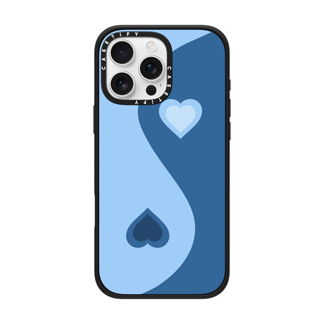 CASETiFY iPhone 16 Pro Max Case Matte Black Impact Case MagSafe Compatible Heart Yin Yang - Blue casetify_artist CASETiFY iPhone 16 Pro Max Case Matte Black Impact Case MagSafe Compatible Heart Yin Yang - Blue casetify_artist