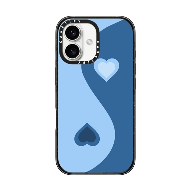 CASETiFY iPhone 16 Case Black Impact Case MagSafe Compatible Heart Yin Yang - Blue casetify_artist CASETiFY iPhone 16 Case Black Impact Case MagSafe Compatible Heart Yin Yang - Blue casetify_artist