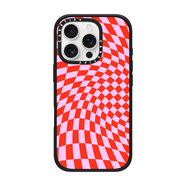 CASETiFY iPhone 16 Pro ケース マットブラック インパクトケース MagSafe対応 Checkered,Pattern,Pattern Strawberry Checkers